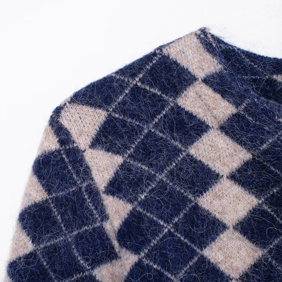 ZA женский осенне-зимний новый вязаный кардиган 2024 с круглым вырезом и