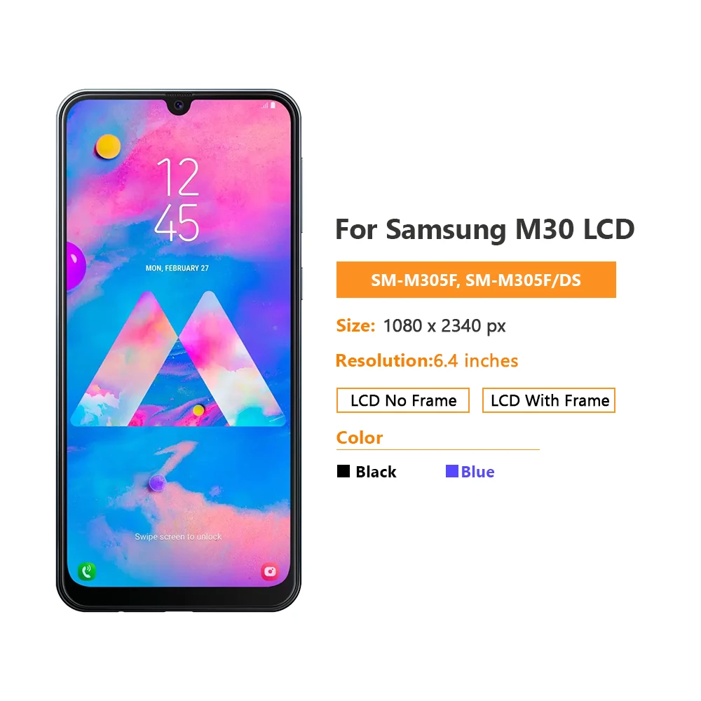 6 4-дюймовый Amoled-дисплей Для Samsung M30 Sm-m305f/ds Емкостный Сенсорный Жк-дисплей
