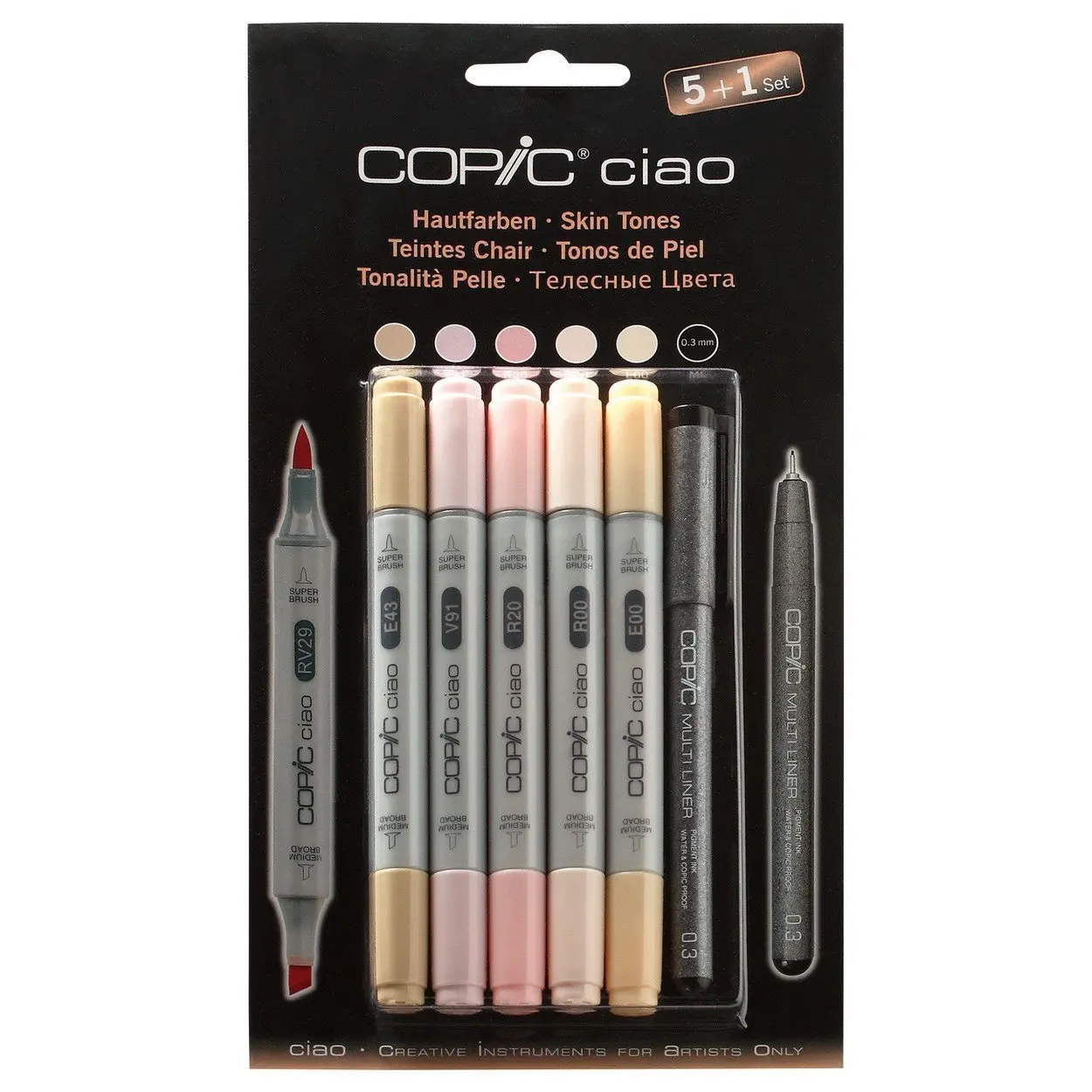 Copic Ciao alcohol-based marker set 5-color body colors 0.3mm multiline | Art Markers