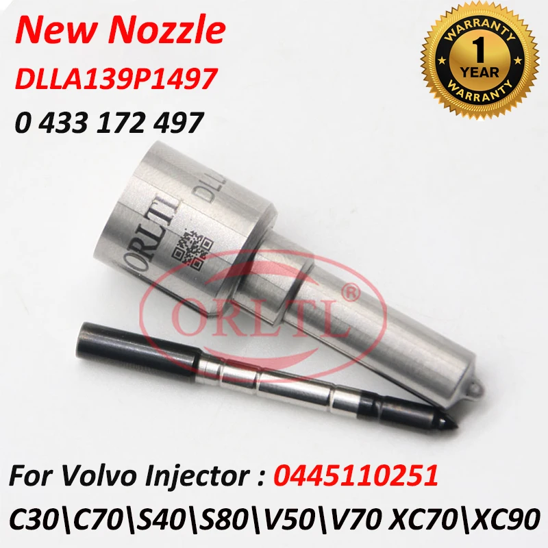 ORLTL Nozzle DLLA139P1497 Diesel Fuel Injector 0445110251 For Volvo DLLA 139 P 1497 C30\C70\S40\S80\V50\V70 XC70\XC90