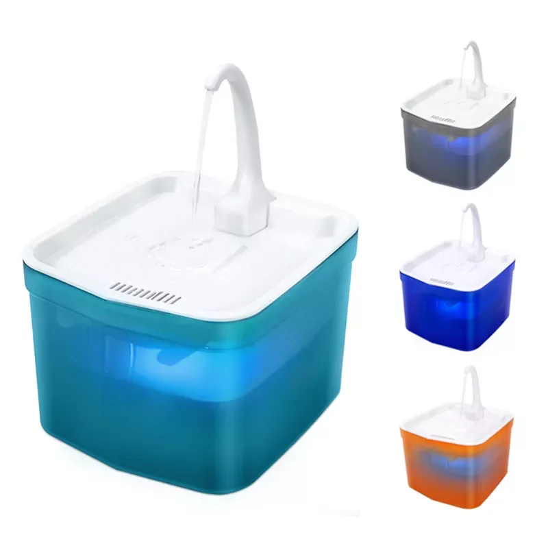 

Автоматический питьевой фонтан, бесшумная электрическая поилка для кошек и собак, 2 л, светодиодсветодиодный подсветка, USB