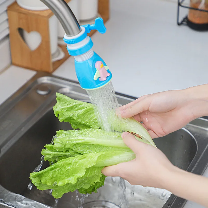 

Extendable Water Saver Kitchen Splash-Proof Household Appliance Cute Penguin Cartoon Stretchable Flush Shower