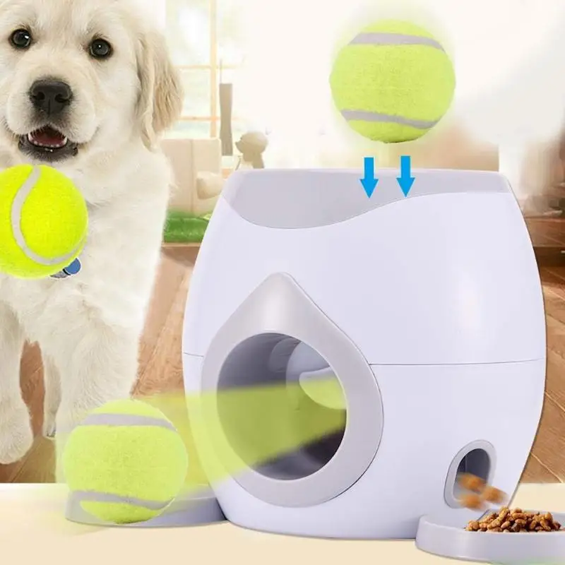 

Automatic Pet Dogs Feeder Toy Interactive Fetch Tennis Ball Falls And Rolls Out Launcher Training Accessories