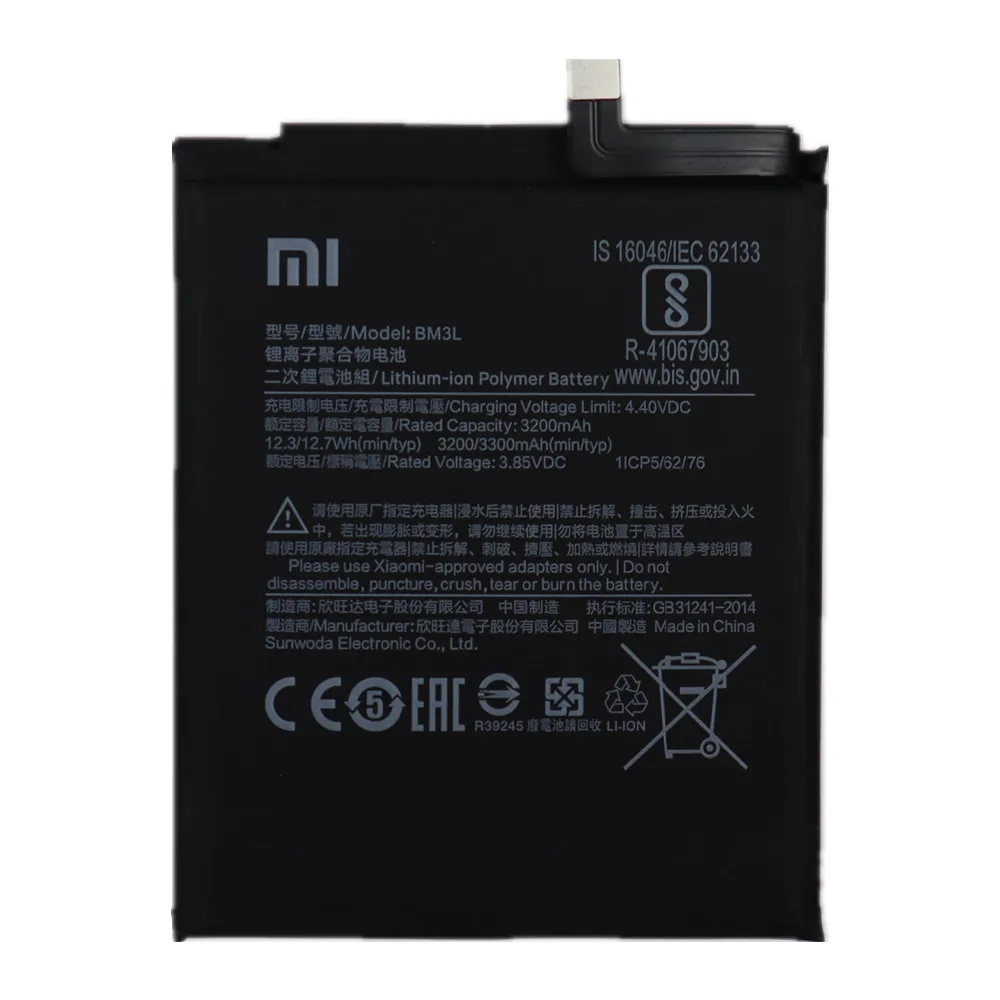 2022 years xiaomi 100 original phone battery bm3l 3300mah battery for xiaomi 9 mi9 m9 mi 9 replacement batteries free tools free global shipping