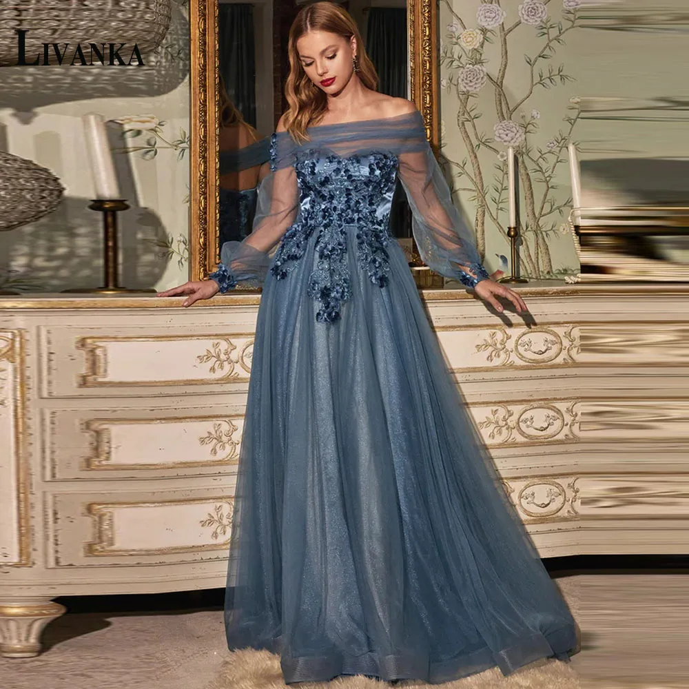 

LIVANKA Modern Evening Prom Dresses A-Line Sweetheart Off the Shoulder Backless Appliques Made To Order Vestidos Robes De Soirée