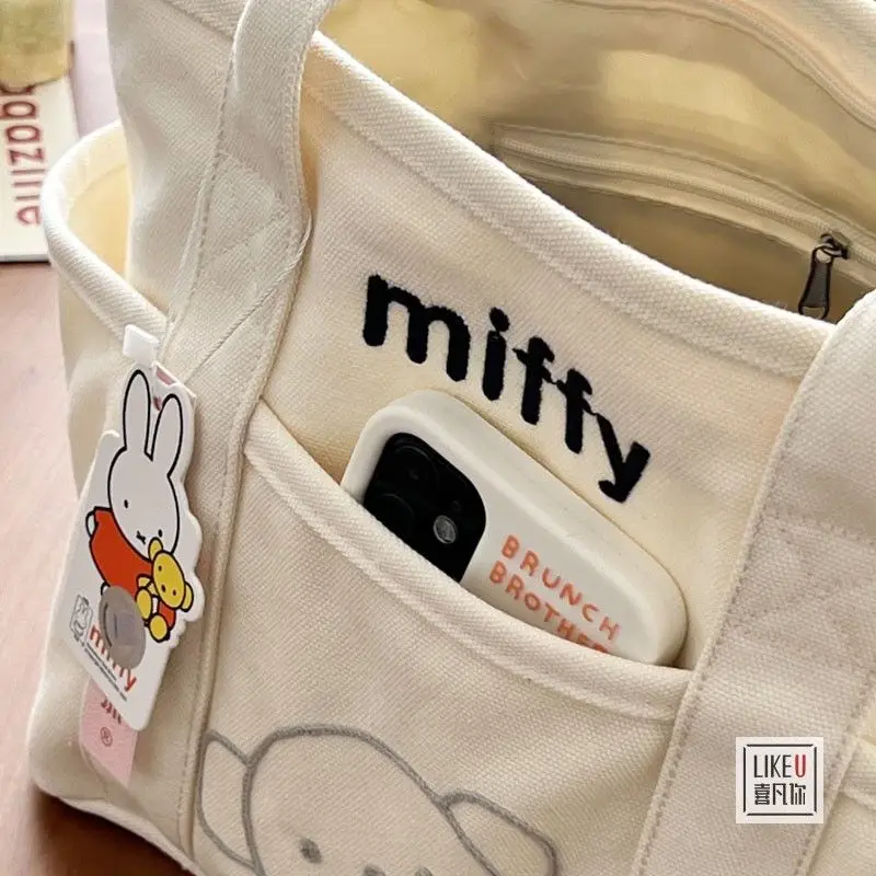 Холщовая сумка Kawaii Miffy большая вместительная сумка-бенто холщовая на молнии с