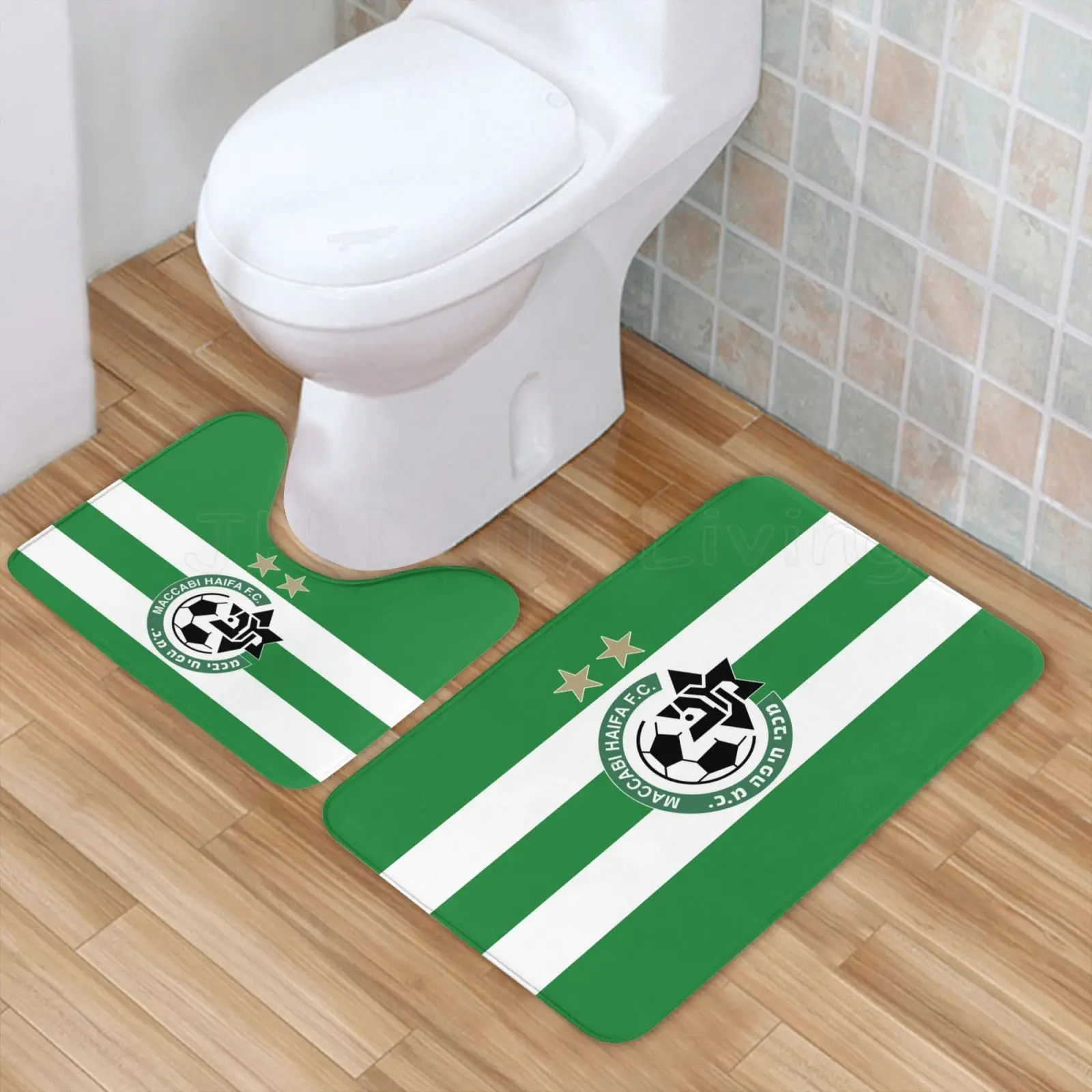 

Maccabi Haifa Fc 2pcs Bathroom Rugs Bath Mat Set Toilet Rugs Flannel Anti Slip Shower Carpets Set Home Shower Room Rug Floor Mat