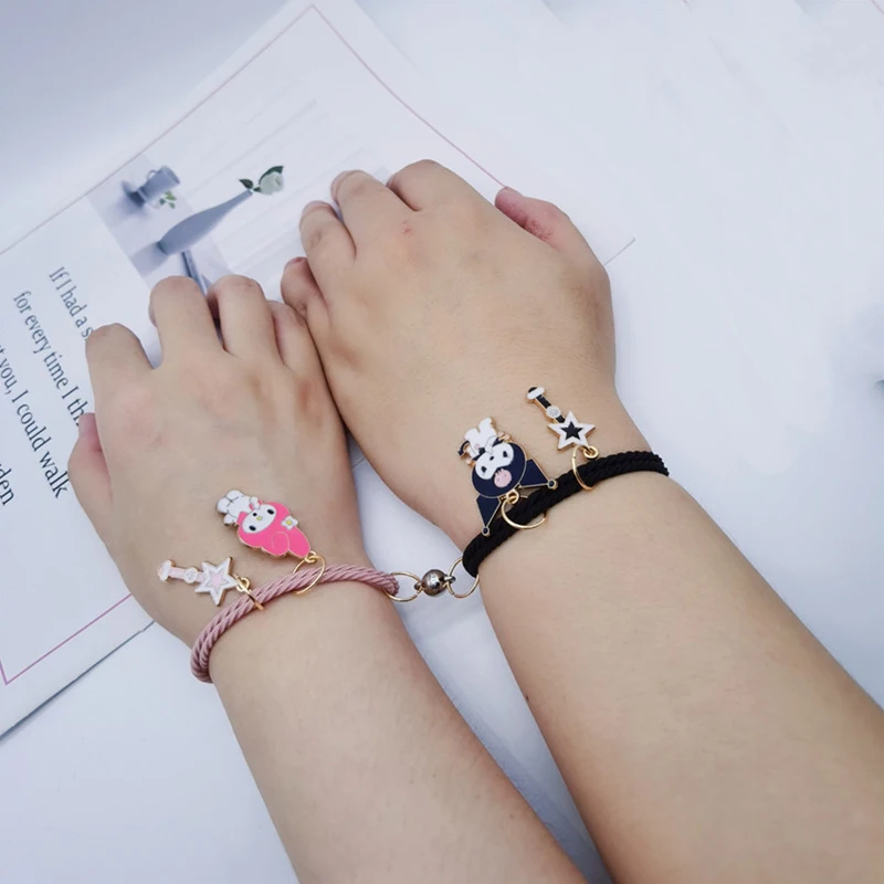 1 пара аксессуары для пары девушки Sanrio браслет Kuromi Melody магнитная маленькая