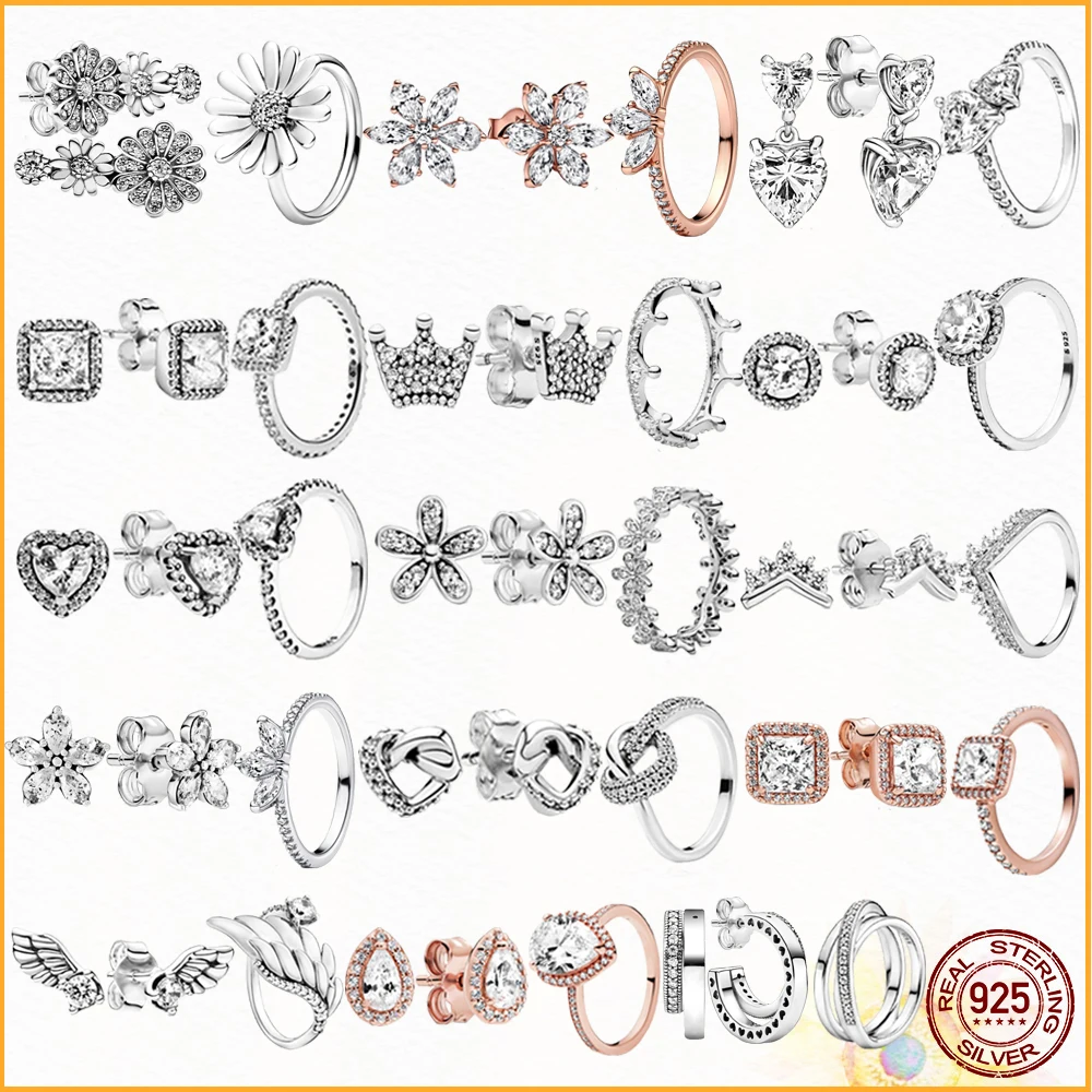 

New 925 Sterling Silver Shiny Plant Specimen Cluster Ring Fit Ear Studs Earrings Diy Combination Women Gift First Choice