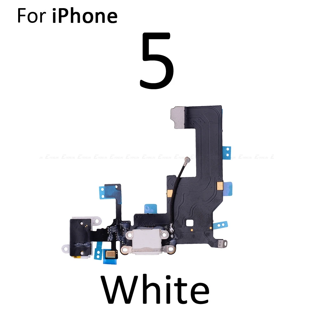 Фото USB-разъем для зарядки, гибкий кабель с разъемом для наушников для iPhone 4, 4S, 5, 5S, 5C, запасные части №4