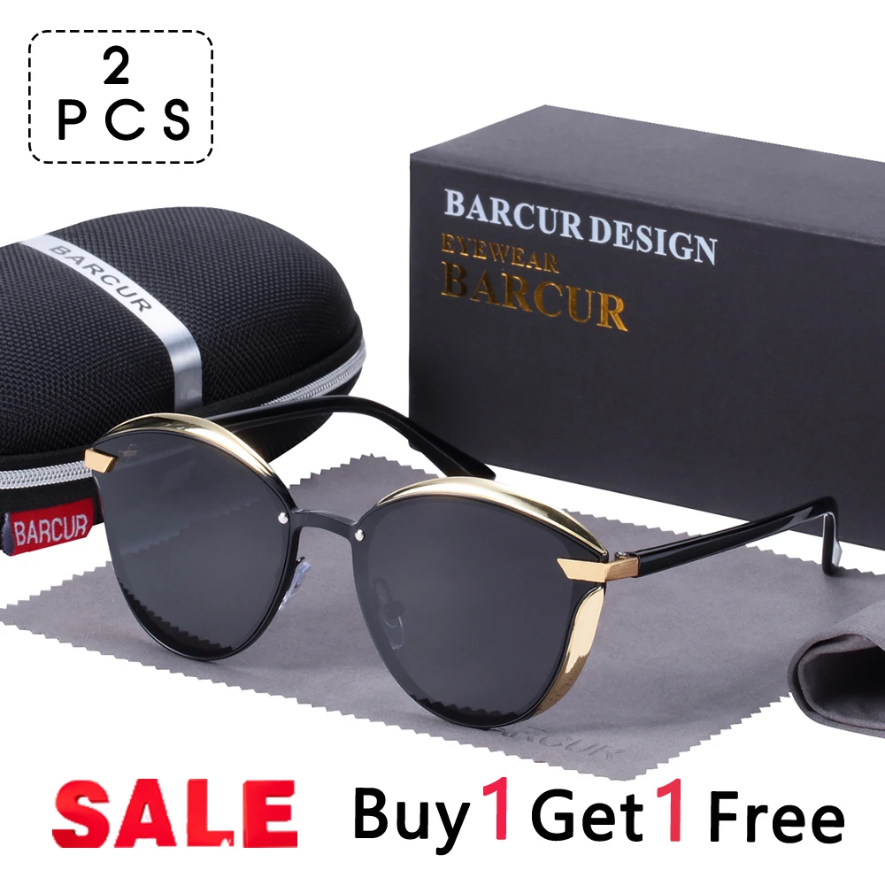 Модные дизайнерские женские солнцезащитные очки BARCUR поляризационные зеркальные