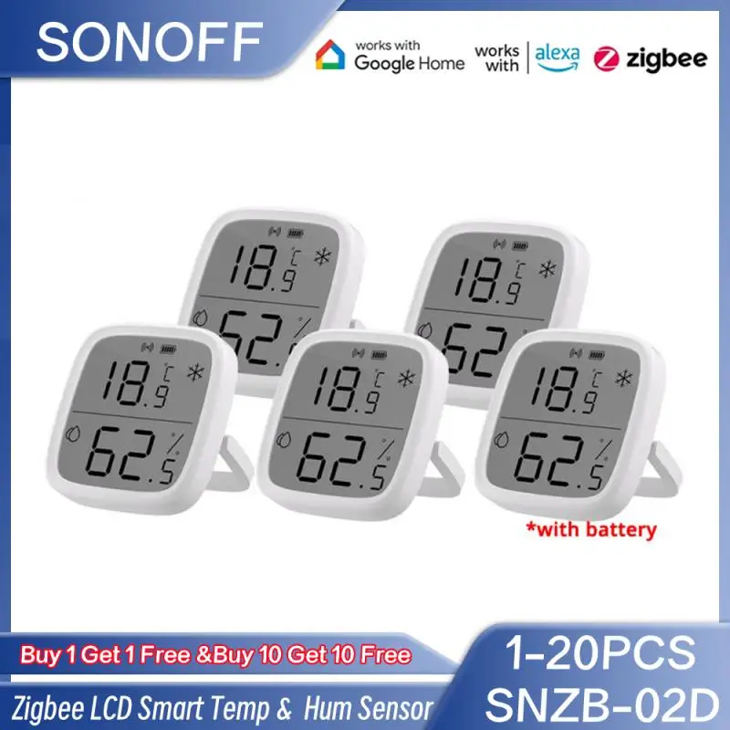 

Умный датчик температуры и влажности SONOFF SNZB-02D Zigbee, большой ЖК-дисплей, дистанционный мониторинг в режиме реального времени, приложение Ewelink через Alexa Google Home