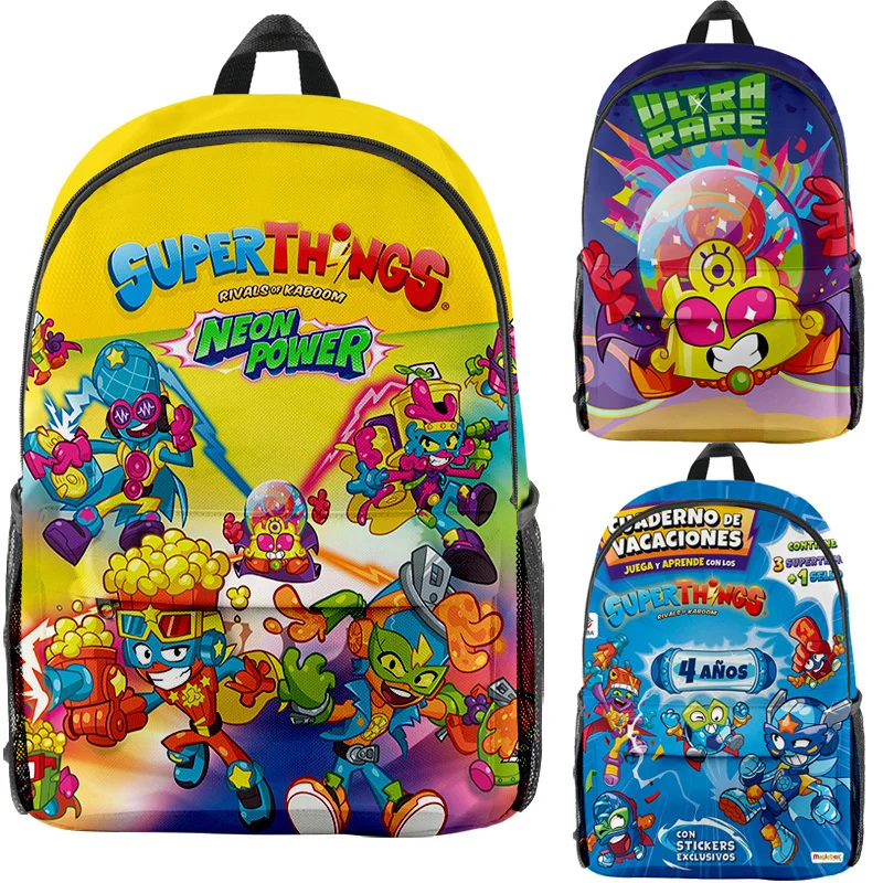 

Неоновые силовые рюкзаки Game Superzings для мальчиков и девочек, Детский рюкзак, школьные сумки 3D Superthings, студенческий портфель для книг, повседневные школьные сумки