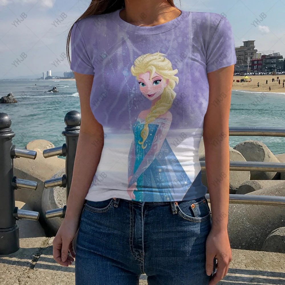 

Женская одежда, сексуальная женская футболка, облегающий кроп-топ с принтом Y2k, облегающие модные блузки 2023, футболки с принтом Принцессы Диснея