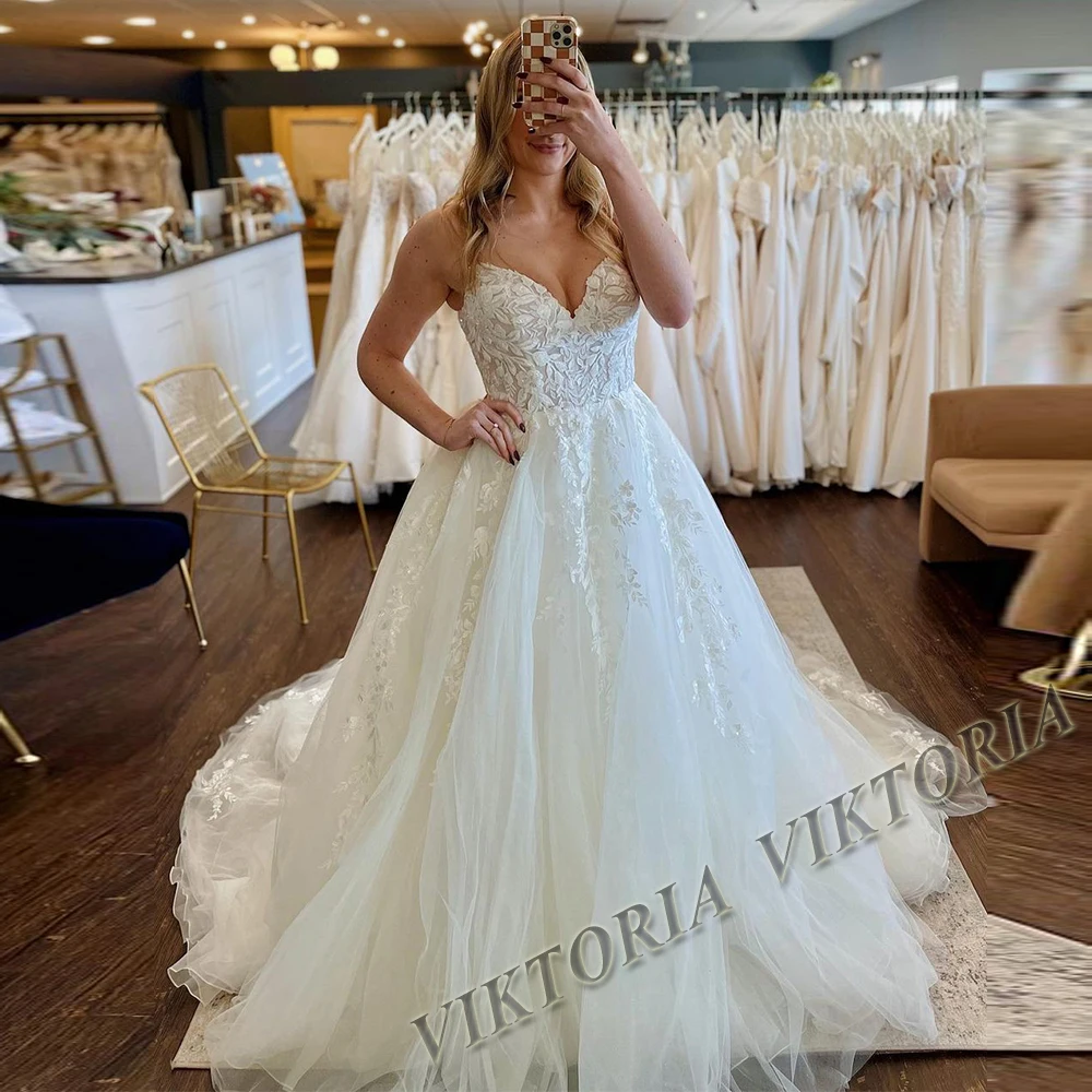 

VIKTORIA Pleasant Wedding Dress For Woman 2024 Bridal Sweetheart Spaghetti Straps A-LINE Appliques Vestidos De Novia Custom Made