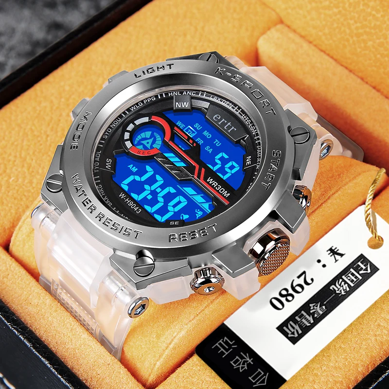 

Часы наручные для подростков, спортивные Водонепроницаемые многофункциональные механические модные часы с будильником, для студентов, эле...