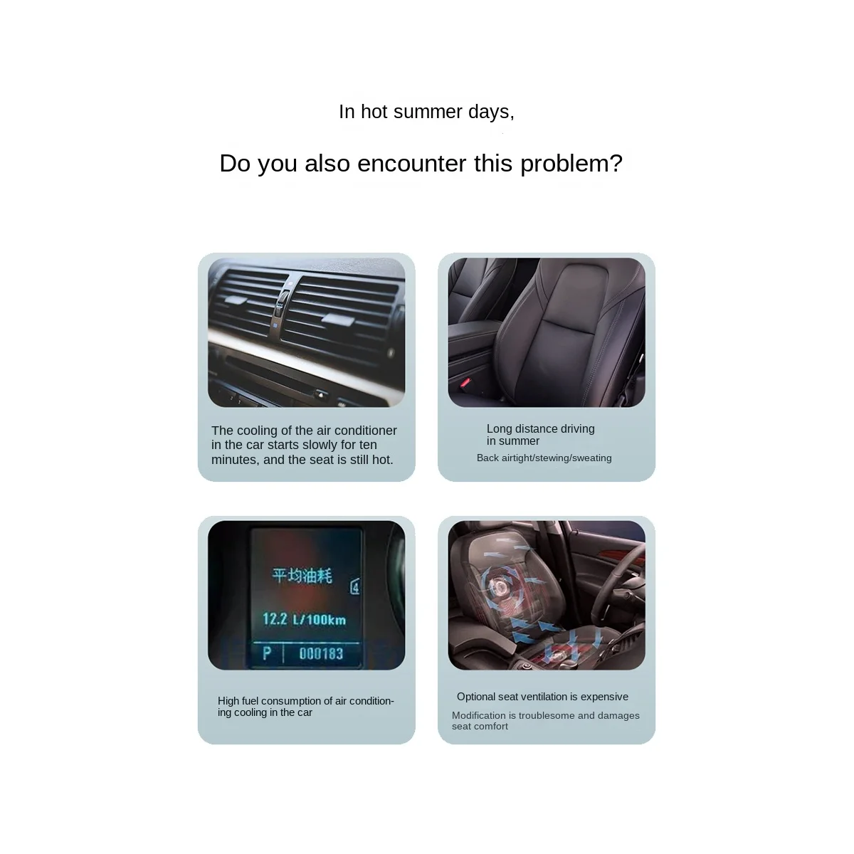 

Car Fan Fan Back Pillow Fan Headrest Fan Car Supplies Black