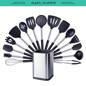 classic non stick silicone utensils set kitchen cooking tools heat resistant spatula spoon kit kitchen gadgets accessories black free global shipping