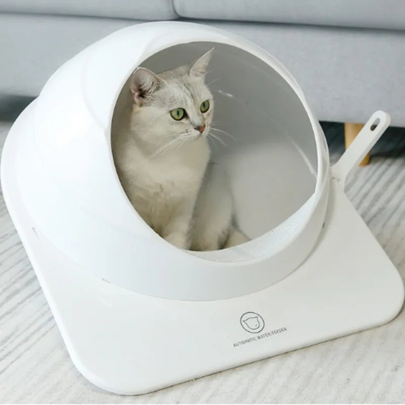 

Large Spherical Cat Litter Box Semi-enclosed Plastic Cat Toilet Anti-splash Deodorant Cat Round Space Capsule Cats' Sandbox