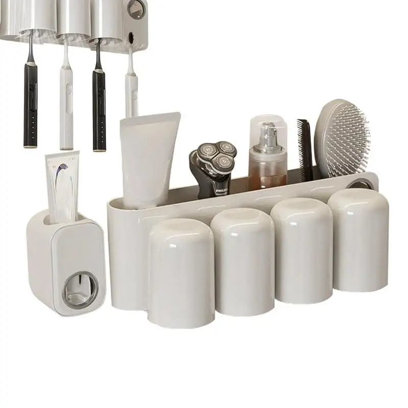 

Bathroom UV Toothbrush Holder Set Toothbrush Sterilizer Toothpaste Dispenser Toothbrush Holder Organizer Set With Removable Part