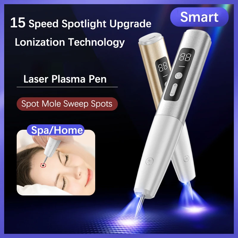 

Spotlight Plasma Pen LCD 15 Levels Tattoo Laser Remover Skin Care Beauty Device Tag Black Dot Wart Spot Dark Mole Removal Pen