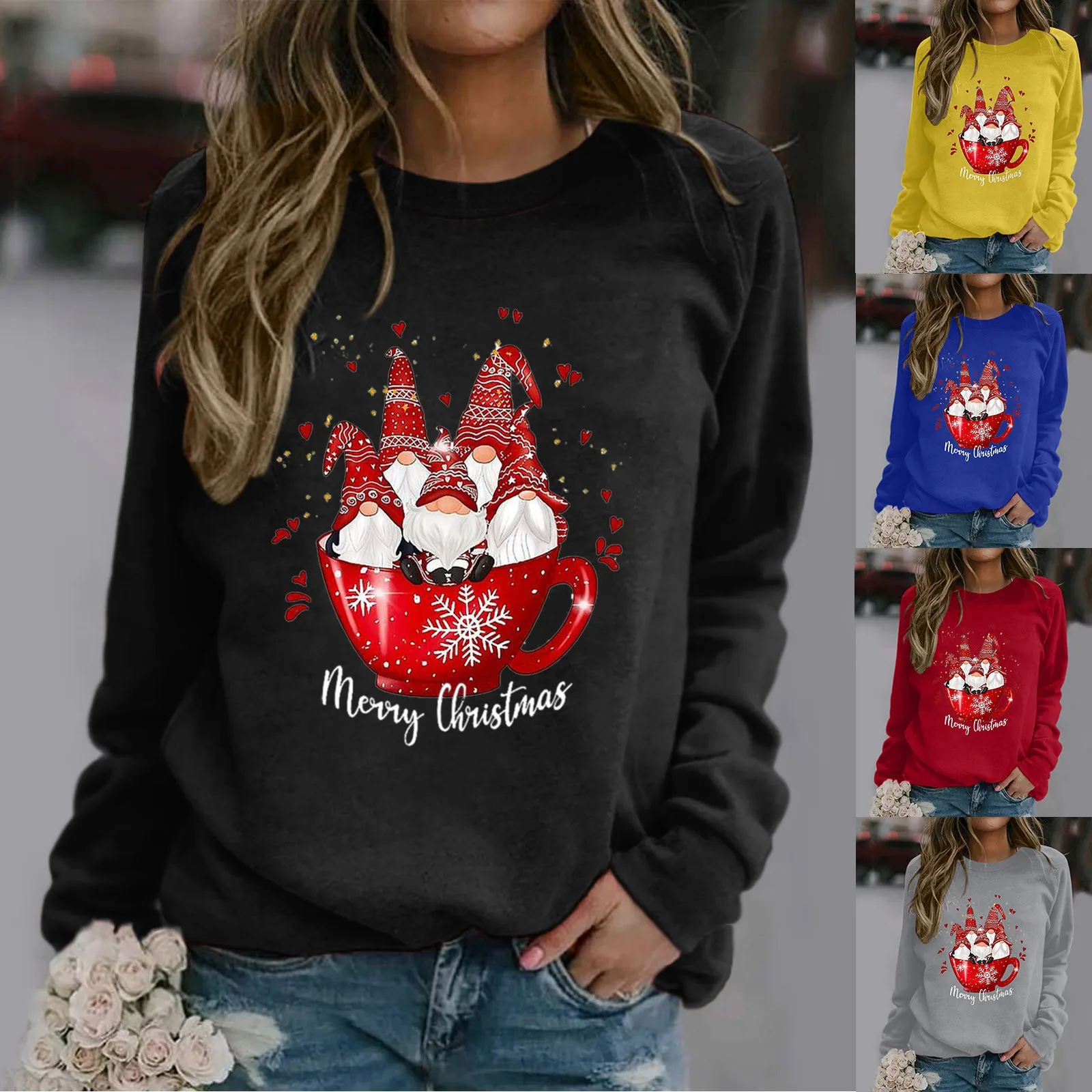 

Fleece Jacket Women Christmas Merry Women's Print Pullover Long-sleeved Sweatshirt Hooded Fashion Casual Musically Sweatshirt