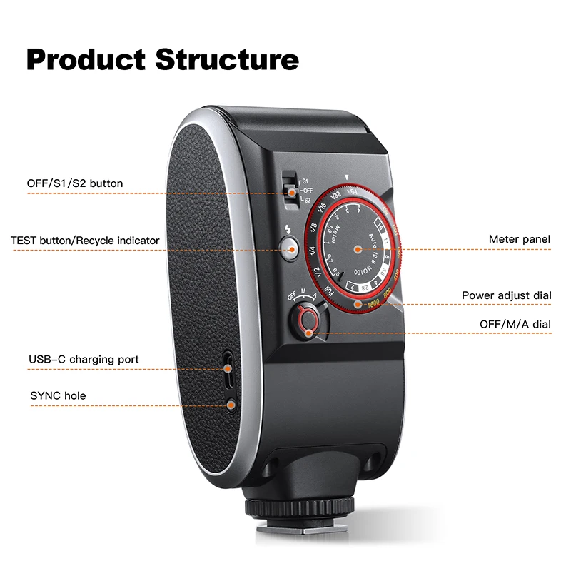 Godox Lux Senior Ретро-вспышка для камеры GN14 1700 мАч 6000 К ± 200 7 уровней A/M Speedlight Портативная