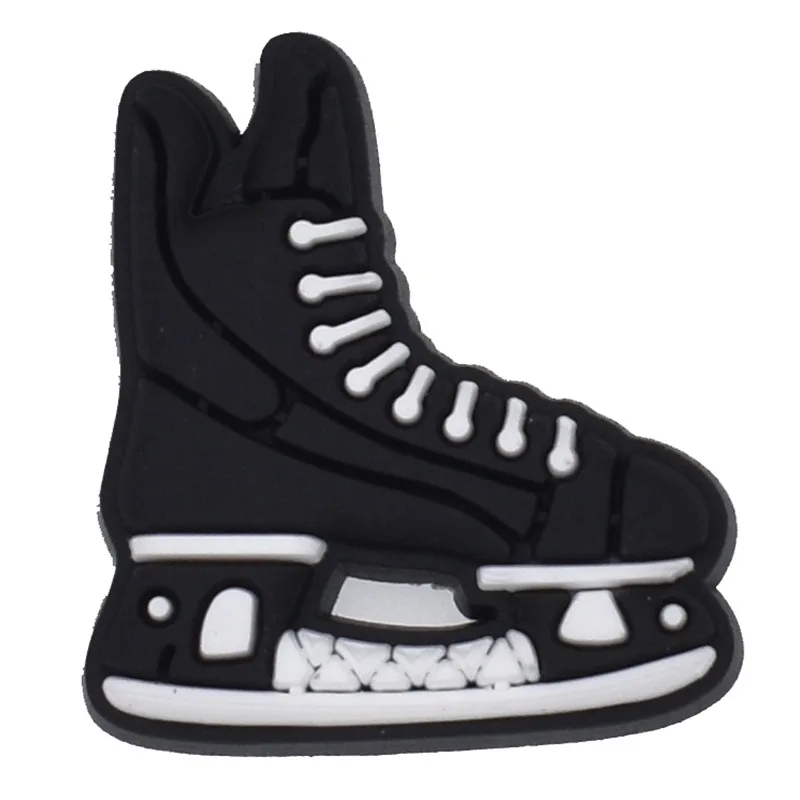 Ice Hockey Theme Silicone Charms Shoe Ornament Wristband Pins Accessories Skate Puck Stick Garden Slipper Decoration 100pcs