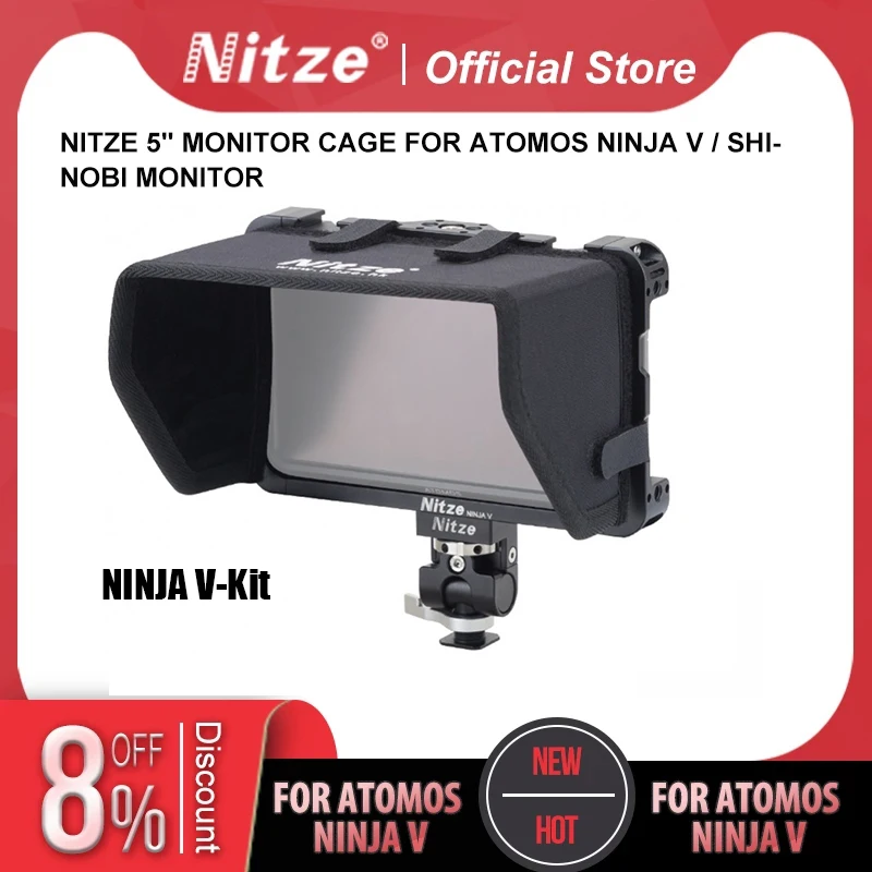 

Nitze Monitor Cage Kit for Atomos Ninja V/Ninja V /Shinobi 5"; with Cable Clamp Sunhood Monitor Holder Mount - NINJA V-KIT