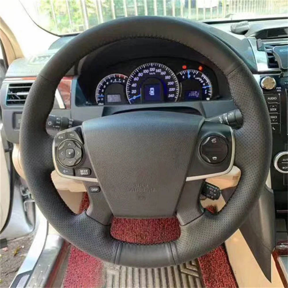Фото Чехол на руль автомобиля из натуральной кожи, для Toyota Camry 2012 2013 2014 2015 №2