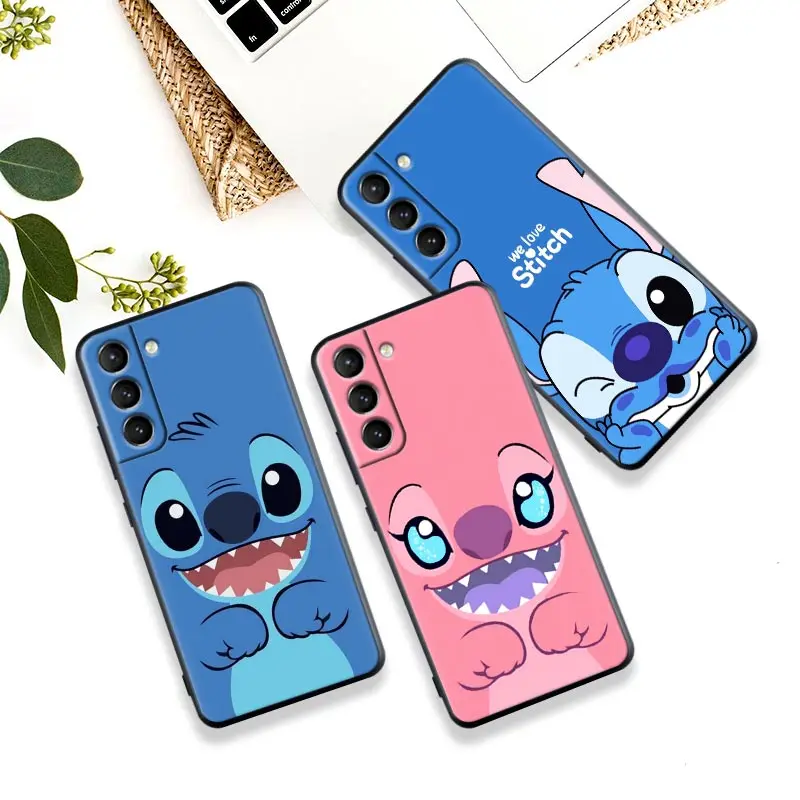 

Blue Pink Angel Lilo-Stitch Cartoon Case For Samsung S23 Ultra S22 5G S21 S20 FE Back Cover For Galaxy S22 s23 S21 S10 Plus Case