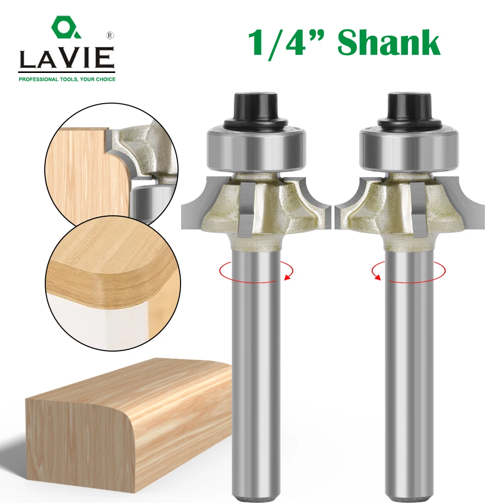 LAVIE 1pc 6mm 1/4 Shank Z4 Corner Round Router Bit R1 R2 R3 Mill Classical Cutter Bit Trim Edging Woodworking