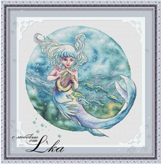 Комплект для вышивки крестиком 23-Русалочка комплект из холщовой ткани и сделай