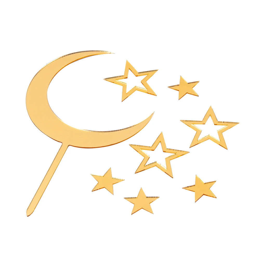 

Золотой акриловый топпер для торта "Луна и звезда"