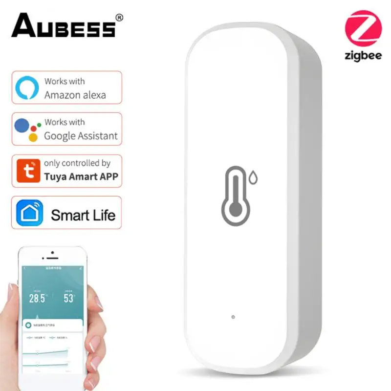 

Умный датчик температуры и влажности Tuya Zigbee, контроль мощности с помощью приложения, совместим с Alexa и Google Home