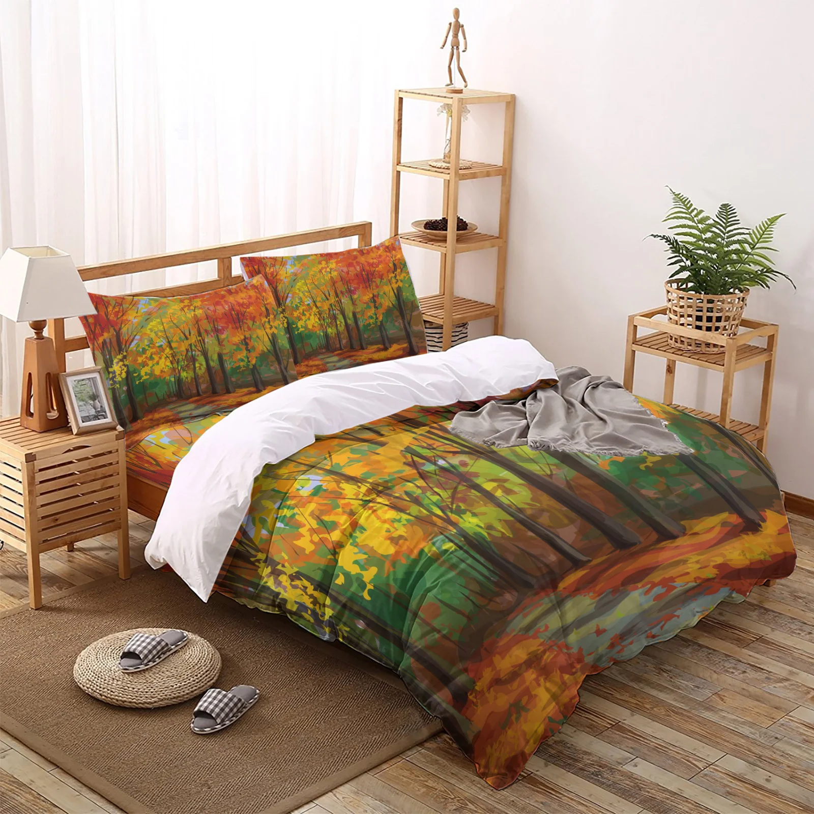 

Autumn Maple Leaf Woods Comforter Bedding Sets Bed Linen Home Textile Bedroom Sheets Duvet Cover