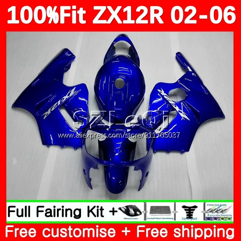 

all blue Injection For KAWASAKI NINJA ZX 12R ZX1200 CC ZX-12R ZX12R 02 03 04 05 06 2002 2003 2004 2005 2006 Fairing 116LQ.5