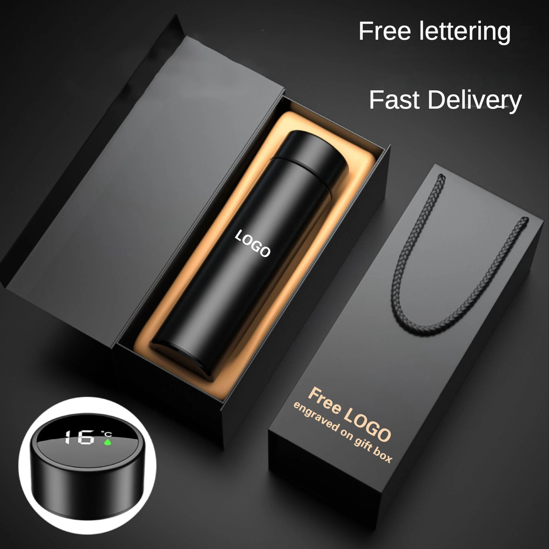 

Smart Stainless Steel Thermos Cups LED Temperature Display Hot Water Bottle Ladies Vacuum Coffee Thermos Bottle Custom LOGO Name