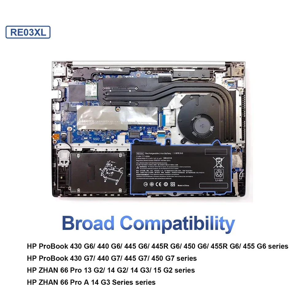 Аккумулятор для ноутбука HP ProBook 430 440 445 450 455R G6 G7 Series 45Wh