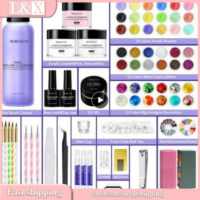 

Nail Set Acrylic Nail Kit Extension UV Gel Nail Polish Glitter Powder Cheap Complete Nail Set Korean Cosmetic DIY Manicure Gel