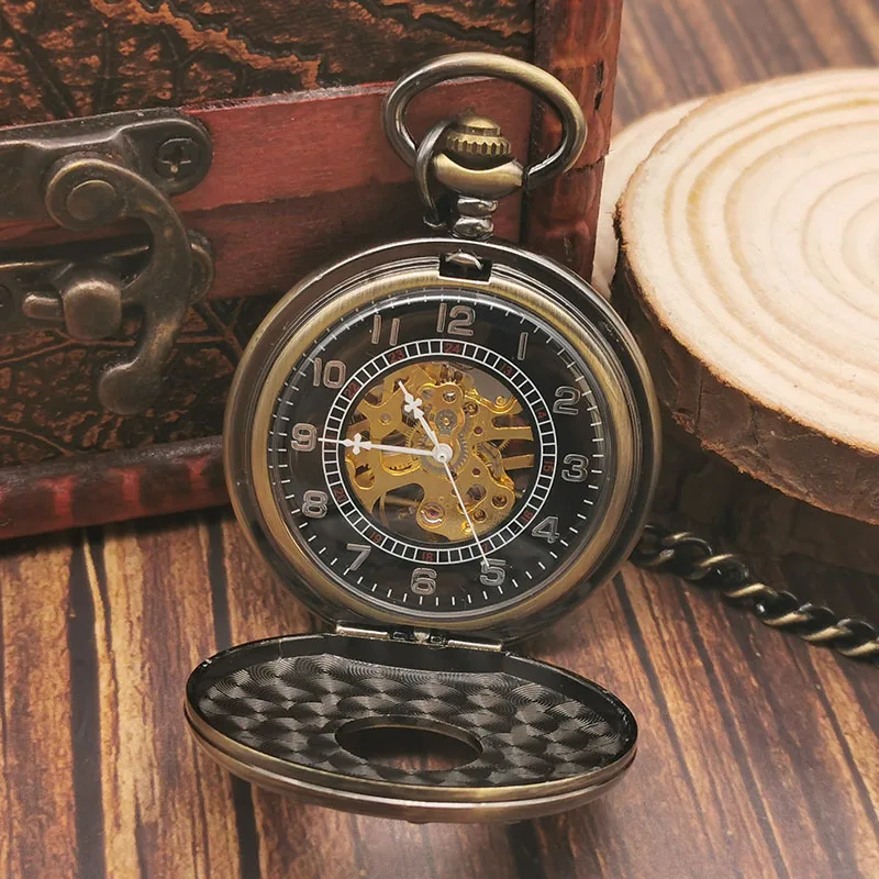 The face is engraved with twelve constellations retro pocket watch Arabic numerals display men's women's gift