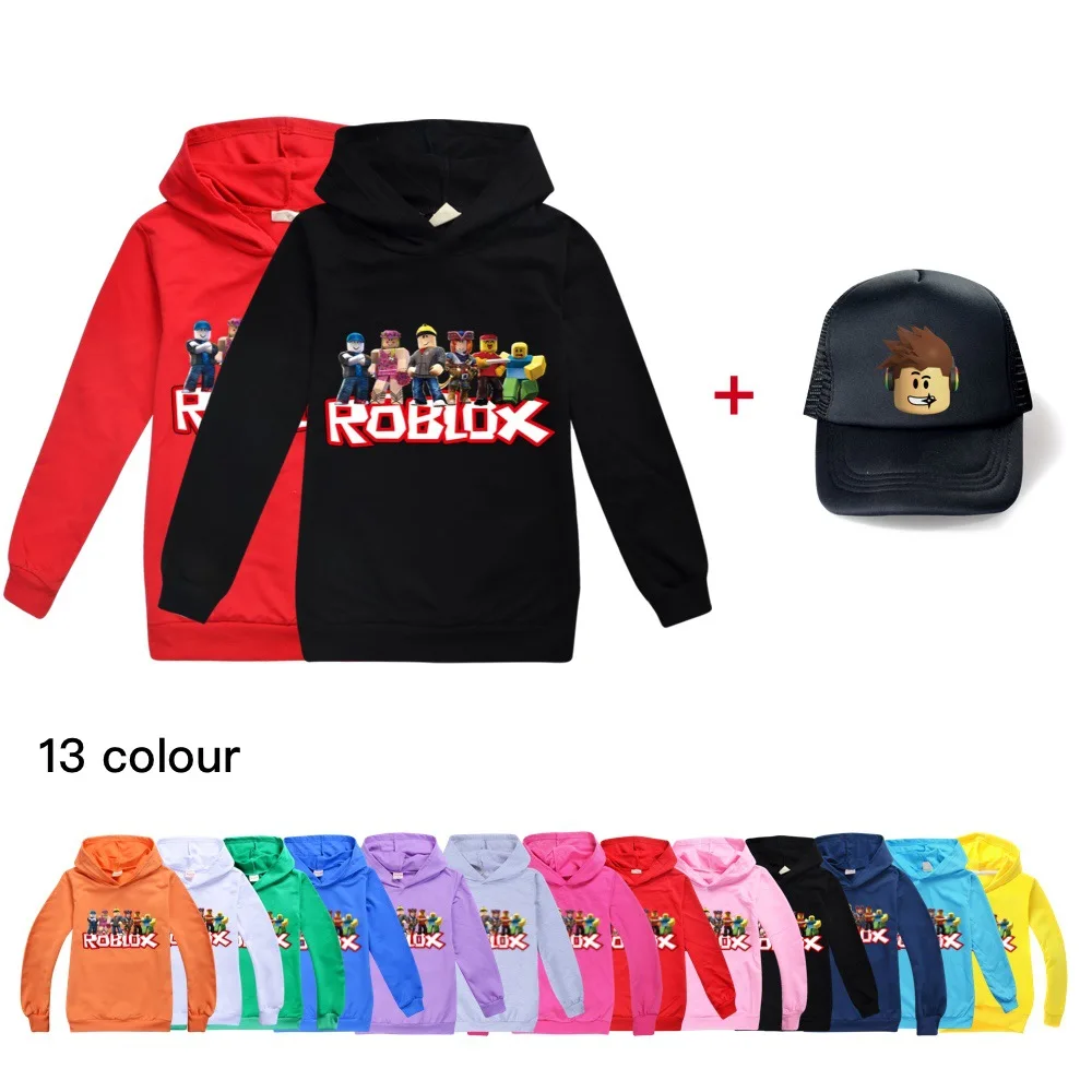 

ROBLOXings Boys Hoodies Cartoons Pattern Fall Outwear Tops+cap Children Sweatshirts for Kids Clothes girl Boy Cotton Pullovers