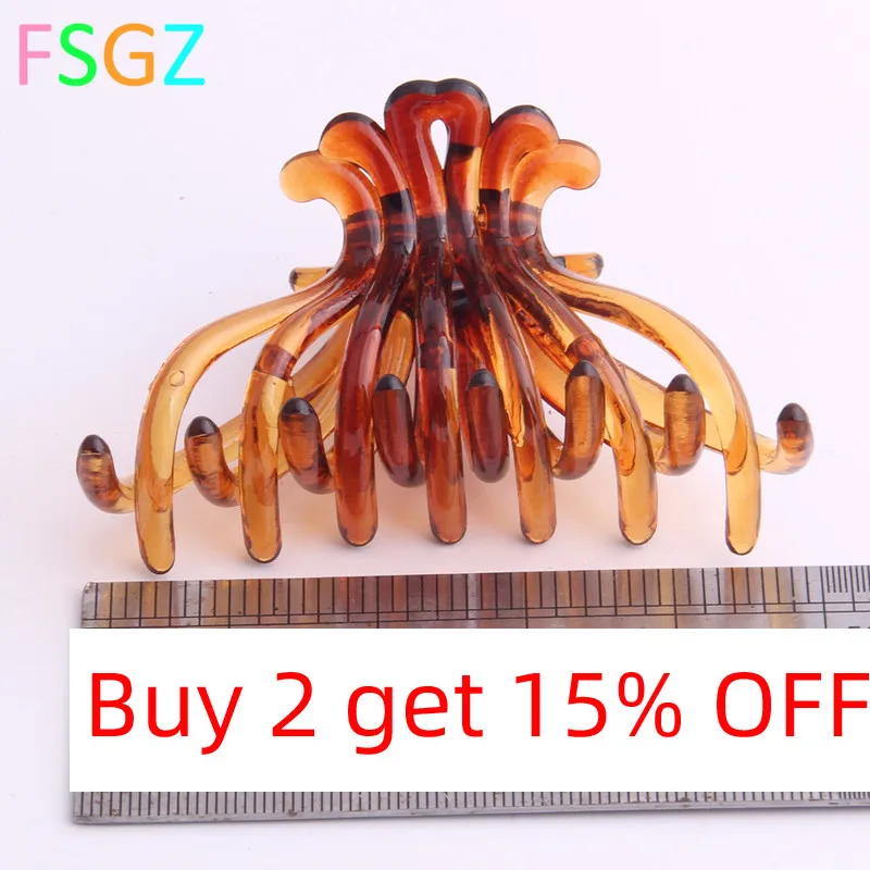2 Pcs Plastic Hair Claw for Lady Pc Ponytail Holders Strong Bite Force Octopus Crab Jaw Clip Women Shower 8.5cm |