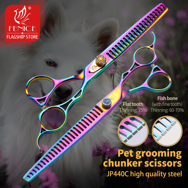 Fenice 7.0/8.0 inch Professional Dog Grooming Scissors Pet Chunker Shears JP440C Groomer Tools