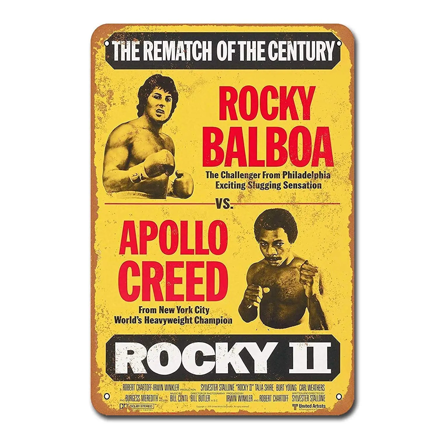 Оловянная металлическая железная картина 1979 Рокки Бальбоа Vs. Apollo Creed боксерский Декор винтажный жестяной знак 8x12 дюймов