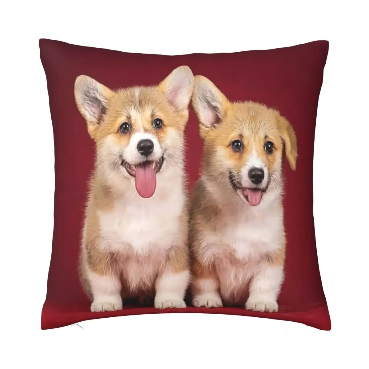 

Corgi Pillowcase Printed Polyester Cushion Cover Gift Couple Dog Pillow Case Cover Bedroom Square 18"