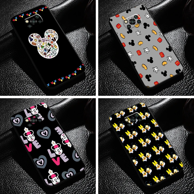 

Cute Mickey Minnie Mouse For Xiaomi Poco X3 Pro NFC X3 GT Phone Case Funda Coque Liquid Silicon Black Silicone Cover Back Soft
