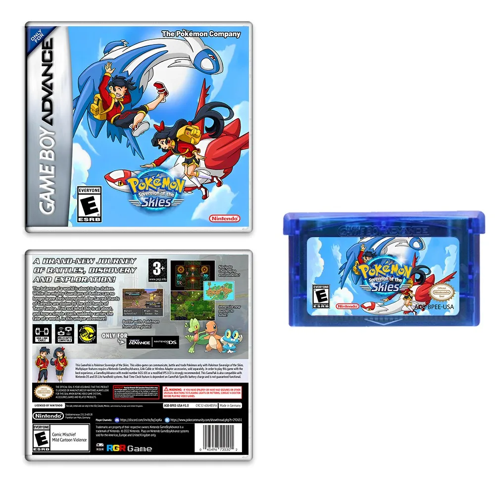 

Игровой картридж GBA, видеоигра, консоль, карточка, Покемон, Властелин небеса, английская версия с коробкой, коллекционные подарки, игрушки