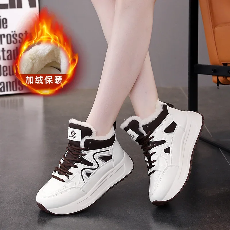 Зимние ботинки женские кроссовки новые зимние ботильоны на толстой подошве