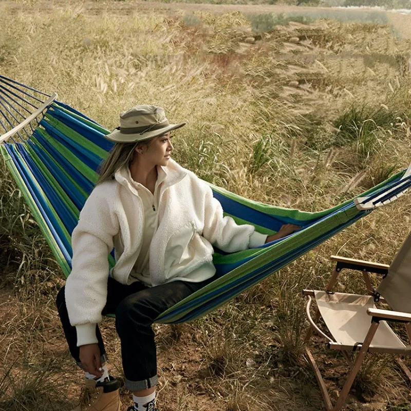 

Подвесной гамак-качели, портативный подвесной гамак для отдыха на открытом воздухе, двухместный, из толстой холщовой искусственной кожи, для кемпинга, путешествий, пикника